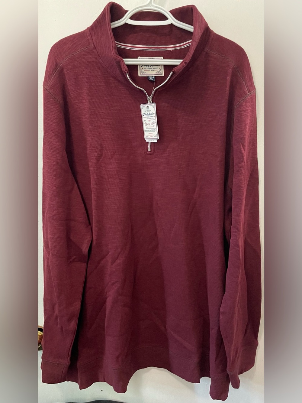 Flag & Anthem Men’s Maroon Quarter Zip-Up Pullover Mock Neck Sweater Shirt 2XLB
